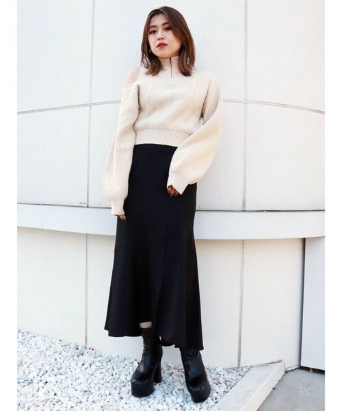 MURUA（ムルーア）の「パターンMIXハーフZIPニット（ニット/セーター・レディース・アイボリー/ブルー/ブラック・FREE）」の16枚目の写真