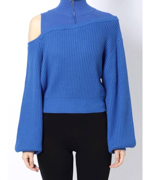 MURUA（ムルーア）の「パターンMIXハーフZIPニット（ニット/セーター・レディース・アイボリー/ブルー/ブラック・FREE）」の18枚目の写真