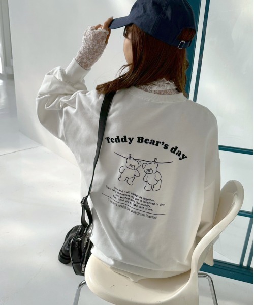 OLIVE des OLIVE（オリーブデオリーブ）の「【WEB限定カラー有】バックプリントチュニックスウェット（スウェット・レディース・ミント/オートミール/ホワイト/ピンク/オフホワイト・FREE）」の14枚目の写真