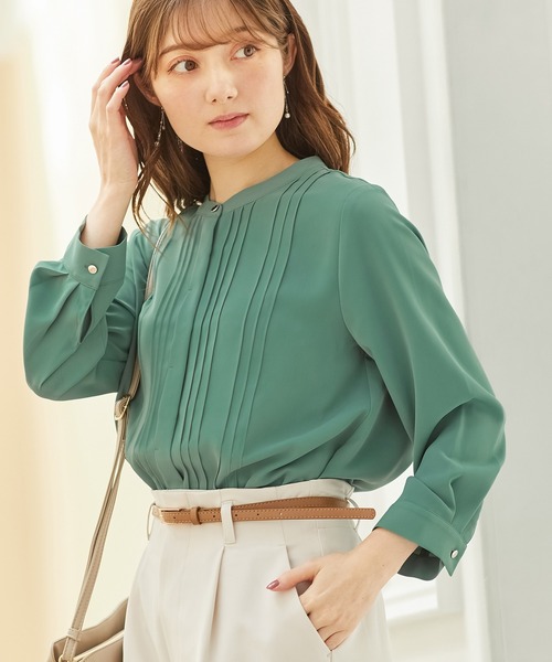 Honeys（ハニーズ）の「ピンタックブラウス（シャツ/ブラウス・レディース・ホワイト/グリーン/ライトグレー/ネイビー/オレンジ系その他・S/M/L/LL/3L）」の3枚目の写真