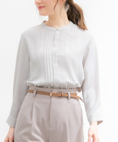 Honeys（ハニーズ）の「ピンタックブラウス（シャツ/ブラウス・レディース・ホワイト/グリーン/ライトグレー/ネイビー/オレンジ系その他・S/M/L/LL/3L）」の2枚目の写真