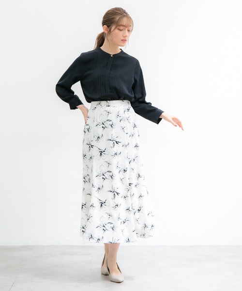 Honeys（ハニーズ）の「ピンタックブラウス（シャツ/ブラウス・レディース・ホワイト/グリーン/ライトグレー/ネイビー/オレンジ系その他・S/M/L/LL/3L）」の14枚目の写真