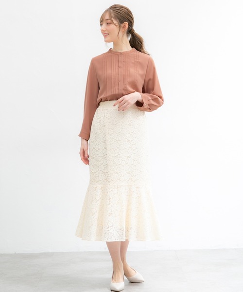 Honeys（ハニーズ）の「ピンタックブラウス（シャツ/ブラウス・レディース・ホワイト/グリーン/ライトグレー/ネイビー/オレンジ系その他・S/M/L/LL/3L）」の11枚目の写真