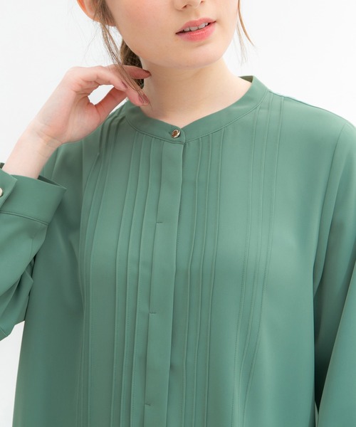 Honeys（ハニーズ）の「ピンタックブラウス（シャツ/ブラウス・レディース・ホワイト/グリーン/ライトグレー/ネイビー/オレンジ系その他・S/M/L/LL/3L）」の9枚目の写真