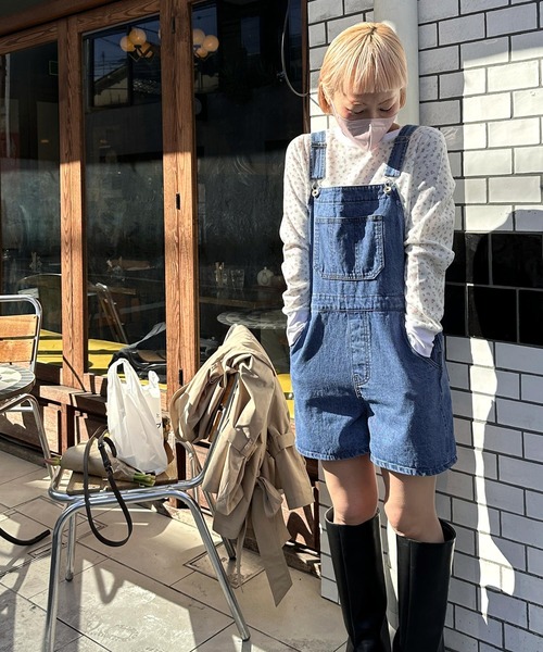w closet(ダブルクローゼット)の「【Alley】デニムプリントミニサロペット(サロペット/オーバーオール・レディース・サックスブルー/ブルー・FREE)」の12枚目の写真