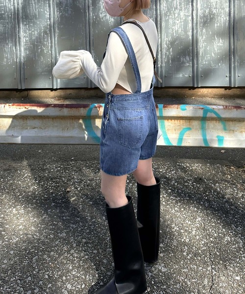 w closet(ダブルクローゼット)の「【Alley】デニムプリントミニサロペット(サロペット/オーバーオール・レディース・サックスブルー/ブルー・FREE)」の15枚目の写真