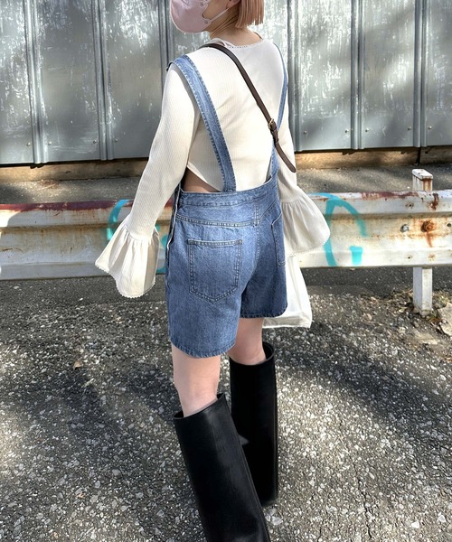 w closet(ダブルクローゼット)の「【Alley】デニムプリントミニサロペット(サロペット/オーバーオール・レディース・サックスブルー/ブルー・FREE)」の17枚目の写真