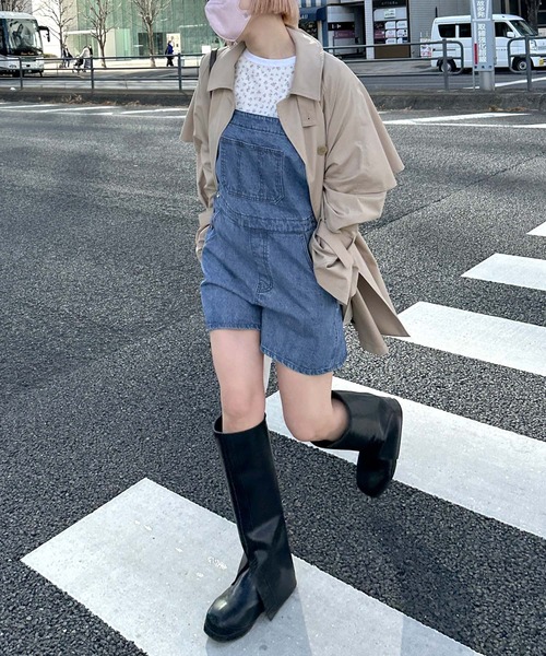 w closet(ダブルクローゼット)の「【Alley】デニムプリントミニサロペット(サロペット/オーバーオール・レディース・サックスブルー/ブルー・FREE)」の19枚目の写真