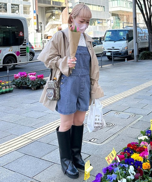 w closet(ダブルクローゼット)の「【Alley】デニムプリントミニサロペット(サロペット/オーバーオール・レディース・サックスブルー/ブルー・FREE)」の20枚目の写真