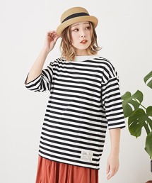 CUBE SUGAR | リサイクル天竺ボーダーモックネックTシャツ(Tシャツ/カットソー)