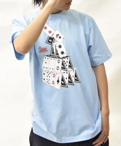 DOUBLE STEAL(ダブルスティール)の「トランプタワー ヘビーウェイトTシャツ(Tシャツ/カットソー・メンズ・ホワイト/ライトブルー/ブラック・MEDIUM/XX-LARGE/LARGE/X-LARGE)」の3枚目の写真