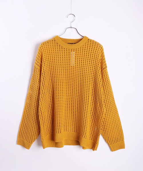 オレオレオ 　Time is onリンクス フロントパネル ニット 半袖 セール】透かし編みルーズメッシュ ニット（ニット/セーター