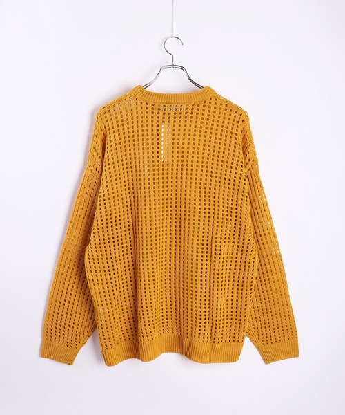 WESTSEA(ウエストシー)の「麻タッチ 透かし編み シアーニット 長袖 オーバーサイズクルー ロング丈(Tシャツ/カットソー・メンズ・ライトグレー/マスタード/パープル/ブラック/チャコールグレー/ブルー/アイボリー・M/L)」の21枚目の写真