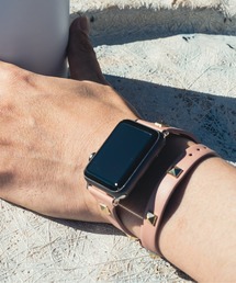 zandy | zandy/ズィー・アンド・ワイ Apple Watch【スタッズ二重巻バンド】アップルウォッチバンド レザーベルト 二重巻き /// leather4(デジタル腕時計)