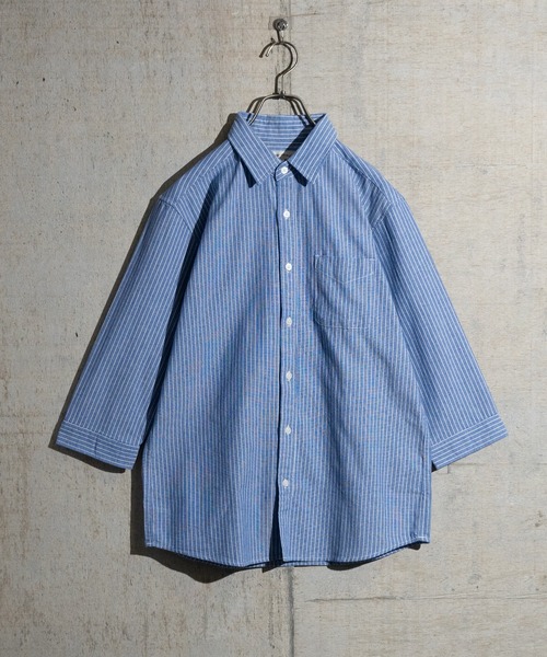 JOHN'S CLOSET(ジョンズクローゼット)の「【a】パナマ 七分袖 レギュラーシャツ(シャツ/ブラウス・メンズ・ミント/ホワイト/ホワイト系その他2/ホワイト系その他/ネイビー系1/ベージュ/ピンク/ネイビー系2/ネイビー・LARGE/MEDIUM)」の7枚目の写真