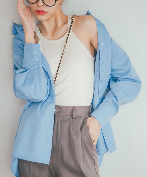 KOBE LETTUCE（コウベレタス）の「カップ付きホルターネックタンクトップ（タンクトップ・レディース・オレンジ/ホワイト系/オリーブ/ブラック/グリーン系・FREE）」の2枚目の写真