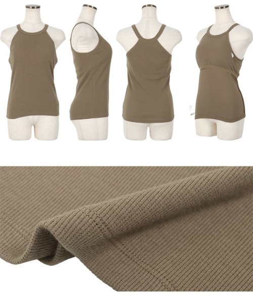 KOBE LETTUCE（コウベレタス）の「カップ付きホルターネックタンクトップ（タンクトップ・レディース・オレンジ/ホワイト系/オリーブ/ブラック/グリーン系・FREE）」の15枚目の写真