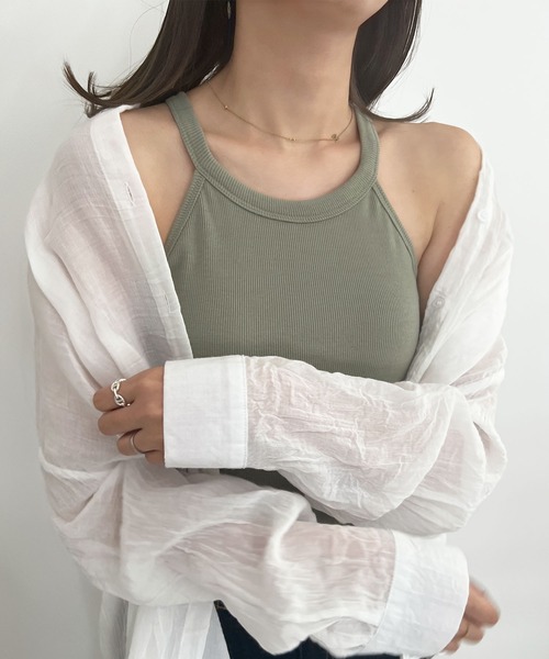 KOBE LETTUCE（コウベレタス）の「カップ付きホルターネックタンクトップ（タンクトップ・レディース・オレンジ/ホワイト系/オリーブ/ブラック/グリーン系・FREE）」の18枚目の写真