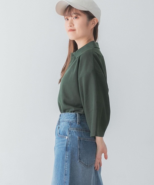 SENSE OF PLACE by URBAN RESEARCH（センスオブプレイスバイアーバンリサーチ）の「『ユニセックス』カノコルーズポロシャツ(5分袖)（ポロシャツ・メンズ・ブラック/グリーン/アイボリー・LARGE/MEDIUM）」の4枚目の写真