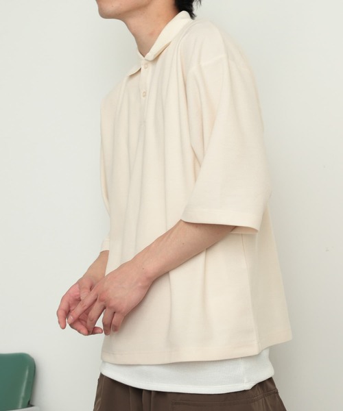 SENSE OF PLACE by URBAN RESEARCH（センスオブプレイスバイアーバンリサーチ）の「『ユニセックス』カノコルーズポロシャツ(5分袖)（ポロシャツ・メンズ・ブラック/グリーン/アイボリー・LARGE/MEDIUM）」の19枚目の写真