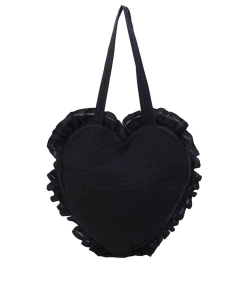 merry jenny（メリージェニー）の「ハートフリルトート（トートバッグ・レディース・オフホワイト/ブラック・FREE）」の2枚目の写真