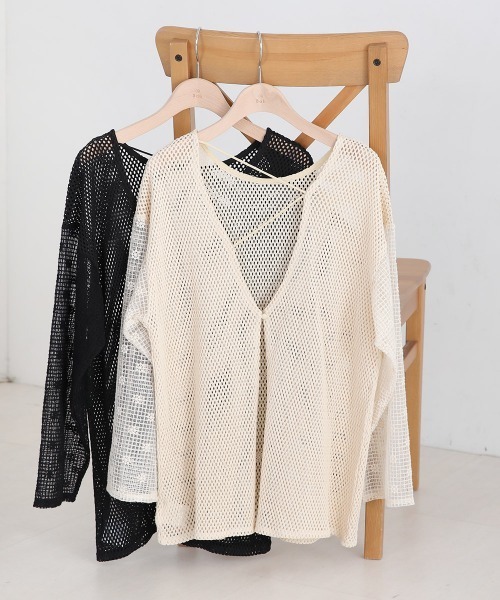 Bab(バブ)の「前後2WAYメッシュレースブラウス(シャツ/ブラウス・レディース・ブラック/ホワイト系その他・M)」の15枚目の写真