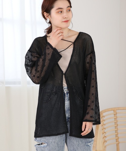 Bab(バブ)の「前後2WAYメッシュレースブラウス(シャツ/ブラウス・レディース・ブラック/ホワイト系その他・M)」の4枚目の写真