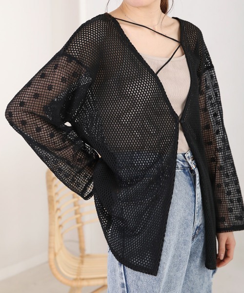 Bab(バブ)の「前後2WAYメッシュレースブラウス(シャツ/ブラウス・レディース・ブラック/ホワイト系その他・M)」の7枚目の写真