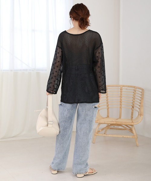 Bab(バブ)の「前後2WAYメッシュレースブラウス(シャツ/ブラウス・レディース・ブラック/ホワイト系その他・M)」の14枚目の写真