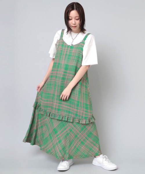 セール】D1624 クレヨンチェックキャミワンピース（ワンピース