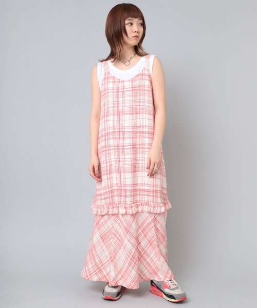 RNA(アールエヌエー)の「D1624 クレヨンチェックキャミワンピース(ワンピース・レディース・ホワイト×レッド/グリーン×ピンク/ホワイト×ブラック・MEDIUM)」の10枚目の写真