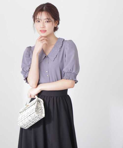 PROPORTION BODY DRESSING（プロポーションボディドレッシング）の「エンブロイダリーカラーブラウス / 1213110413（シャツ/ブラウス・レディース・ベージュ/ブラック/ホワイト系その他/ダークグレー・SMALL/MEDIUM）」の17枚目の写真