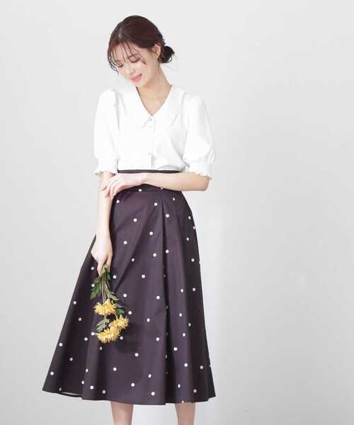 PROPORTION BODY DRESSING（プロポーションボディドレッシング）の「エンブロイダリーカラーブラウス / 1213110413（シャツ/ブラウス・レディース・ベージュ/ブラック/ホワイト系その他/ダークグレー・SMALL/MEDIUM）」の6枚目の写真