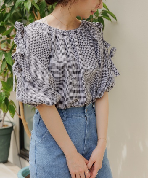 flower（フラワー）の「リボンスリーブブラウス（シャツ/ブラウス・レディース・ブラック/ブルー・FREE）」の18枚目の写真