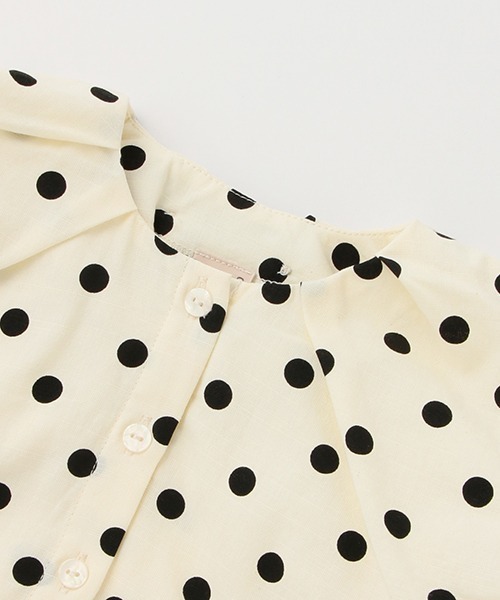 petit main（プティマイン）の「【リンク】ドットバルーンブラウス(キッズ)（チュニック・キッズ・アイボリー/ブラック/ブルー・130cm/90cm/110cm/120cm/100cm/80ｃｍ）」の4枚目の写真