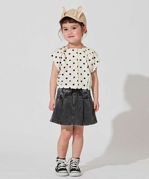 petit main（プティマイン）の「【リンク】ドットバルーンブラウス(キッズ)（チュニック・キッズ・アイボリー/ブラック/ブルー・130cm/90cm/110cm/120cm/100cm/80ｃｍ）」の19枚目の写真