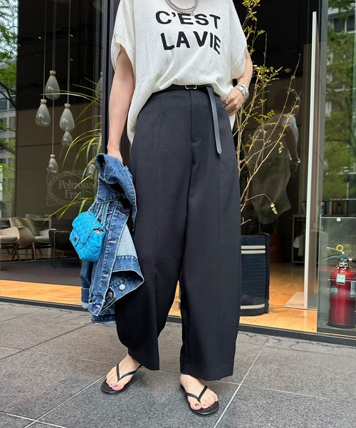 DouDou（ドゥドゥ）の「【WEB限定】カーブパンツ（チノパンツ・レディース・ブラック/キャメル・FREE）」の2枚目の写真