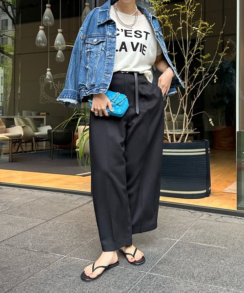 DouDou（ドゥドゥ）の「【WEB限定】カーブパンツ（チノパンツ・レディース・ブラック/キャメル・FREE）」の3枚目の写真