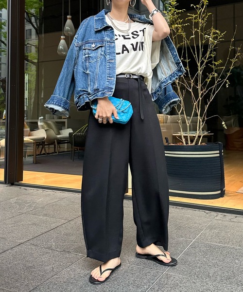 DouDou（ドゥドゥ）の「【WEB限定】カーブパンツ（チノパンツ・レディース・ブラック/キャメル・FREE）」の22枚目の写真