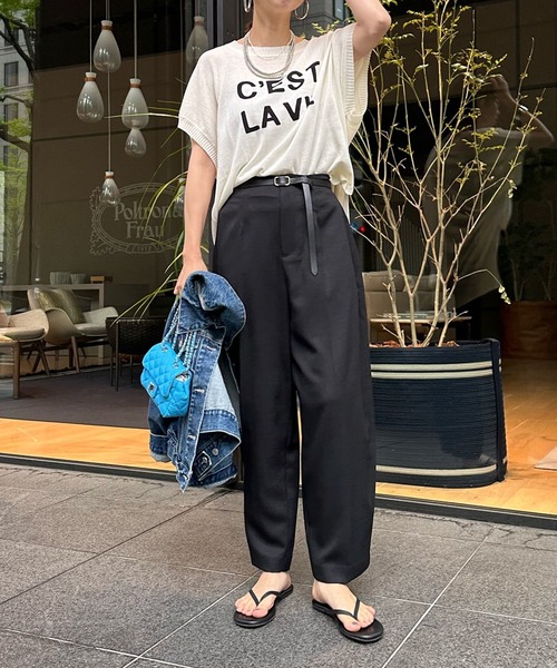 DouDou（ドゥドゥ）の「【WEB限定】カーブパンツ（チノパンツ・レディース・ブラック/キャメル・FREE）」の19枚目の写真