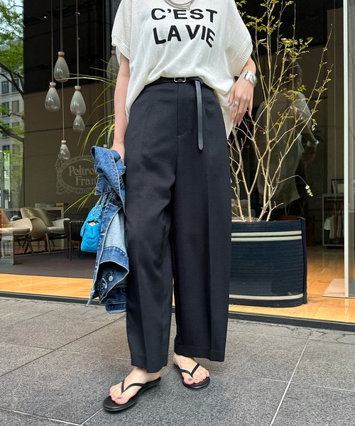 DouDou（ドゥドゥ）の「【WEB限定】カーブパンツ（チノパンツ・レディース・ブラック/キャメル・FREE）」の7枚目の写真