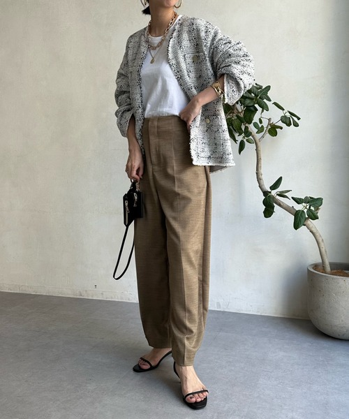 DouDou（ドゥドゥ）の「【WEB限定】カーブパンツ（チノパンツ・レディース・ブラック/キャメル・FREE）」の11枚目の写真