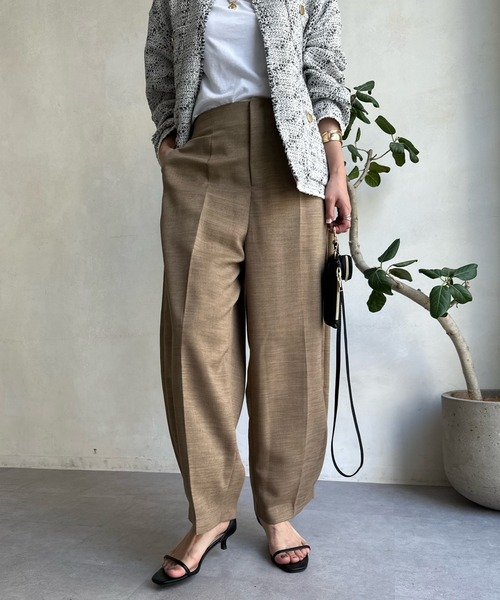 DouDou（ドゥドゥ）の「【WEB限定】カーブパンツ（チノパンツ・レディース・ブラック/キャメル・FREE）」の5枚目の写真