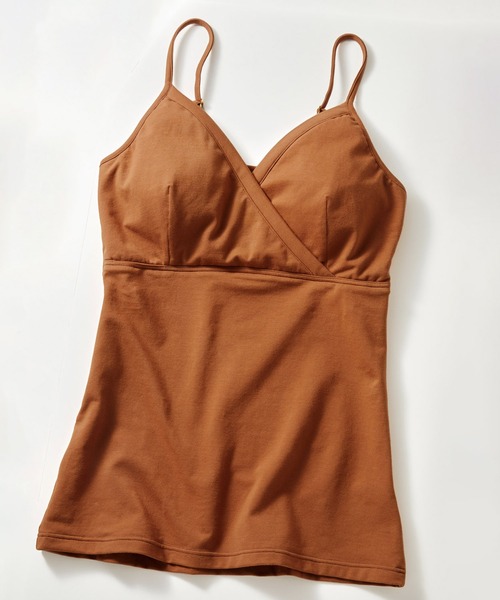 フェリシモMama(フェリシモママ)の「Moredde わた入り吸水速乾パッドと防水布で漏れにくい 綿混授乳ブラキャミソール(マタニティウェア/グッズ・レディース・ブラック/キャメル・MEDIUM/LARGE/X-LARGE)」の1枚目の写真