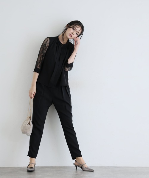 PourVous(プールヴー)の「セットアップ パーティー パンツドレス 結婚式&タイト カフス 大きいサイズ フォーマル ロング丈 オケージョンドレス 同窓会 お呼ばれ 七五三 ママ お宮参り 学校行事 二次会 成人式(パンツドレス・レディース・モカ/ネイビー/ブラック/ベージュ/ブルー系その他/グレー・S/M/L/XL/XXL)」の10枚目の写真