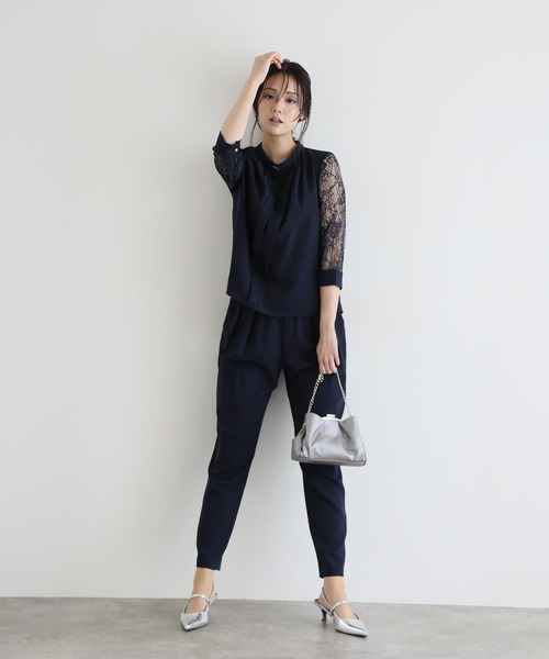 PourVous(プールヴー)の「セットアップ パーティー パンツドレス 結婚式&タイト カフス 大きいサイズ フォーマル ロング丈 オケージョンドレス 同窓会 お呼ばれ 七五三 ママ お宮参り 学校行事 二次会 成人式(パンツドレス・レディース・モカ/ネイビー/ブラック/ベージュ/ブルー系その他/グレー・S/M/L/XL/XXL)」の22枚目の写真
