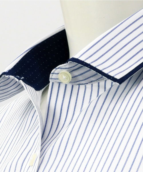 TOKYO SHIRTS（トウキョウシャツ）の「形態安定ノーアイロン ワイド衿 半袖ビジネスワイシャツ（ビジネスシャツ・レディース・ブルー・XS/S/M/L/LL/XL）」の3枚目の写真