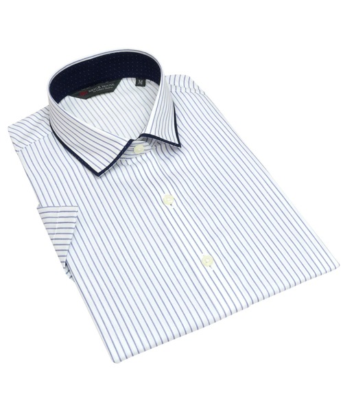 TOKYO SHIRTS（トウキョウシャツ）の「形態安定ノーアイロン ワイド衿 半袖ビジネスワイシャツ（ビジネスシャツ・レディース・ブルー・XS/S/M/L/LL/XL）」の7枚目の写真