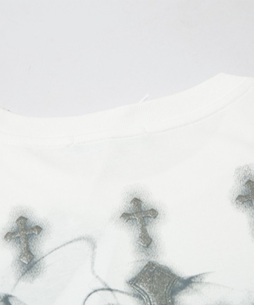 NOVESSEL(ノベセル)の「『NOVESSEL/ノベセル』エンジェルプリント半袖Tシャツ(Tシャツ/カットソー・レディース・ホワイト/ブラック・FREE)」の4枚目の写真