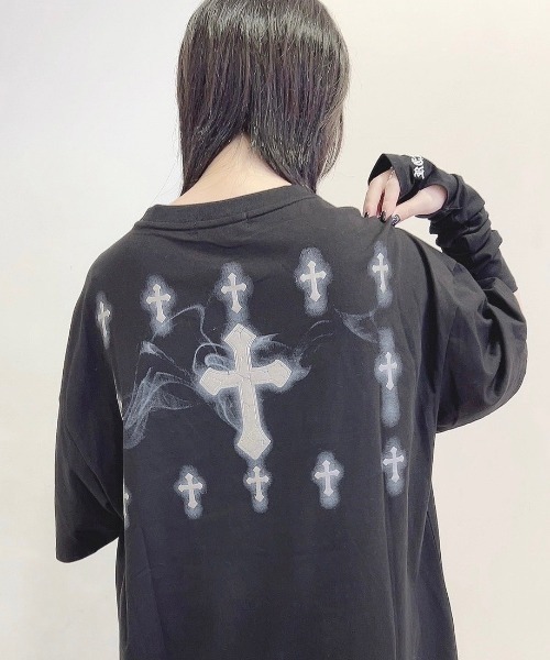 NOVESSEL(ノベセル)の「『NOVESSEL/ノベセル』エンジェルプリント半袖Tシャツ(Tシャツ/カットソー・レディース・ホワイト/ブラック・FREE)」の7枚目の写真